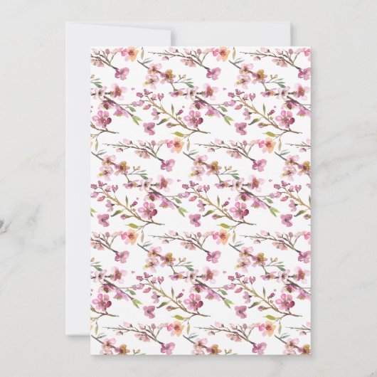 Roze Kersenbloesem Bloemige Afbeelding Bewaar de D Save The Date (Achterkant)