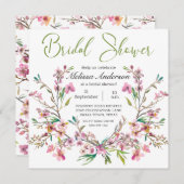 Roze Kersenbloesem Bloemige Bruiloftsdouche Kaart (Voorkant / Achterkant)