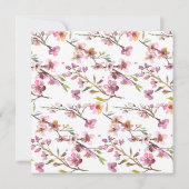 Roze Kersenbloesem Bloemige Bruiloftsdouche Kaart (Achterkant)