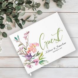 Roze Kersenbloesem Bloemige Elegante Trouw Gastenboek