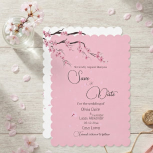 Roze Kersenbloesem Bloemige Sakura Waterverf Save The Date