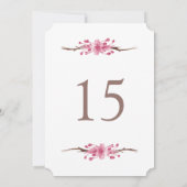 Roze kersenbloesem. Bloemige tafelnummers voor de  (Achterkant)