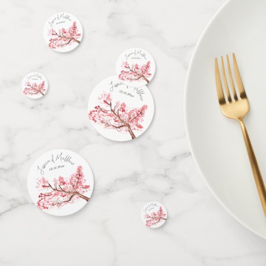 Roze Kersenbloesem Bloemige Waterverf Bruiloften Confetti (Groep)