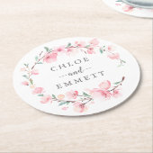 Roze Kersenbloesem Bloemkrans Ronde Kartonnen Onderzetter (Gebogen)