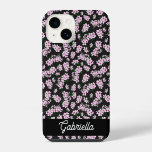 Roze kersenbloesem Bloemmotief Naam iPhone 14 Hoesje