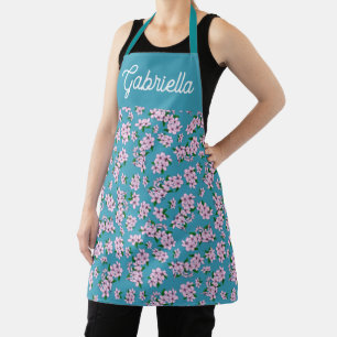 Roze kersenbloesem Bloemmotief Naam Schort