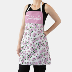 Roze kersenbloesem Bloemmotief Naam Schort
