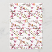 Roze Kersenbloesem Bloemrijke Romantische Trouwmen Menu (Achterkant)