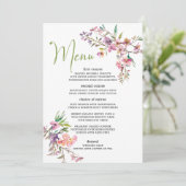 Roze Kersenbloesem Bloemrijke Romantische Trouwmen Menu (Staand voorkant)
