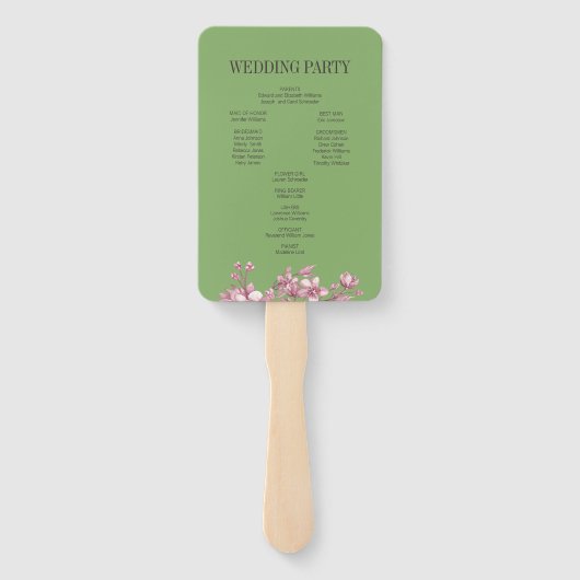 Roze Kersenbloesem Bloemstuk Bruiloftsprogramma Handwaaier (Achterkant)