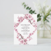 Roze Kersenbloesem Bloemstuk Save The Date Uitnodiging Briefkaart (Staand voorkant)