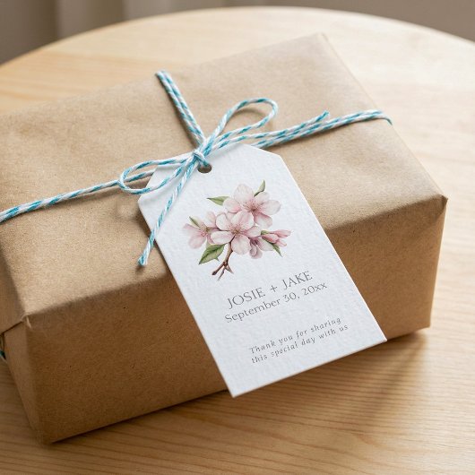 Roze Kersenbloesem bloesem trouwgunst Cadeaulabel