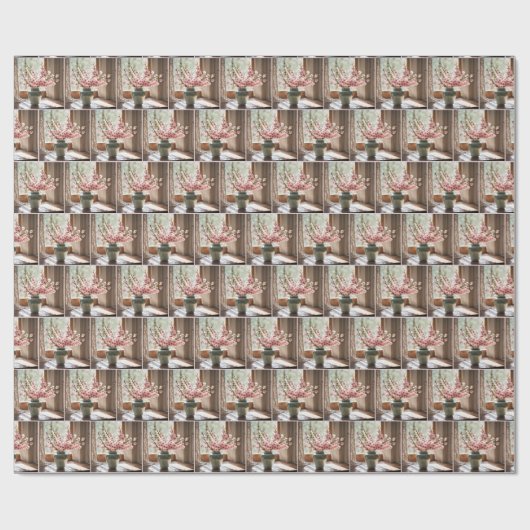 Roze Kersenbloesem Boeket Cadeaupapier (Vlak)