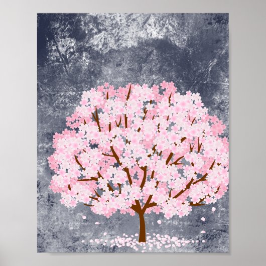 Roze Kersenbloesem Boom Muurkunst Poster Esthetisc (Voorkant)