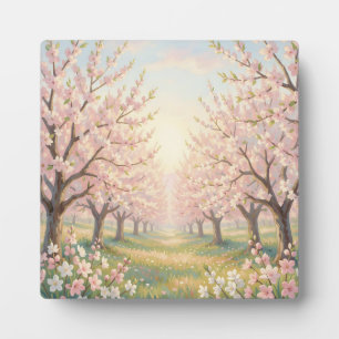 Roze Kersenbloesem Boomgaard Lente Landschap Fotoplaat