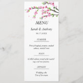 Roze Kersenbloesem Botanische Bloemen Bruiloft Voe Menu (Voorkant)