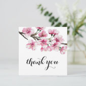 Roze Kersenbloesem Botanische Bruidsdouche  Bedankkaart (Staand voorkant)