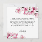 Roze Kersenbloesem Botanische Bruidsdouche  Bedankkaart (Achterkant)