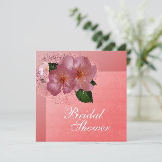 Roze Kersenbloesem Bruids Douche Uitnodigingen (Staand voorkant)