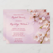 Roze Kersenbloesem Bruidsfeest Uitnodigingen (Voorkant / Achterkant)