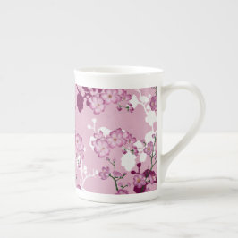 Roze Kersenbloesem - Bruidsgeschenk met Bloemen Porselein Kop