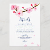 Roze Kersenbloesem bruiloft details Informatiekaartje (Voorkant)