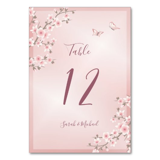 Roze Kersenbloesem Bruiloft Kaart (Achterkant)