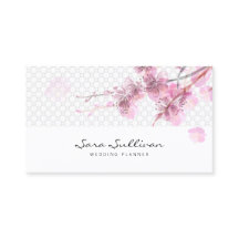 Roze Kersenbloesem Bruiloft Planner Visitekaartje
