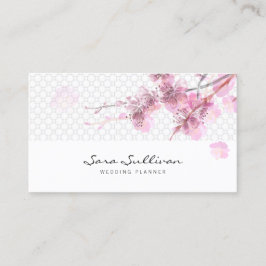 Roze Kersenbloesem Bruiloft Planner Visitekaartje
