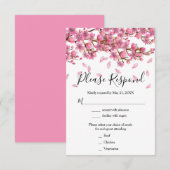 Roze Kersenbloesem Bruiloft RSVP Kaartje (Voorkant / Achterkant)