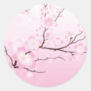 Roze Kersenbloesem Bruiloft Stickers