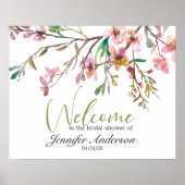 Roze Kersenbloesem Bruiloftsshower Poster (Voorkant)