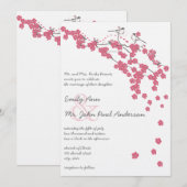 Roze Kersenbloesem Chickadee bruiloft Kaart (Voorkant / Achterkant)