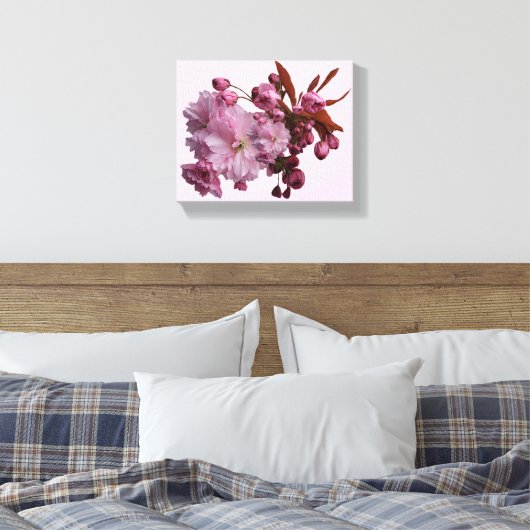 roze kersenbloesem eenvoudige mooie bloemen canvas afdruk (Insitu (Slaapkamer))