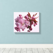 roze kersenbloesem eenvoudige mooie bloemen canvas afdruk (Insitu (Houten vloer))