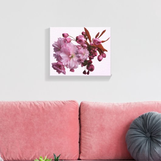 roze kersenbloesem eenvoudige mooie bloemen canvas afdruk (Insitu (Woonkamer))