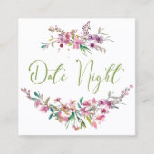 Roze Kersenbloesem Elegant Bloemen Datum Nacht Kaa Vierkante Visitekaartje (Voorkant)
