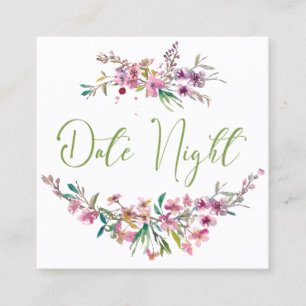 Roze Kersenbloesem Elegante Bloemendatum Nachtkaar Vierkante Visitekaartje