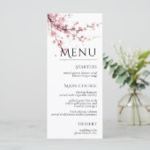 Roze Kersenbloesem Elegante Bloemige Bruiloft Menu (Staand voorkant)