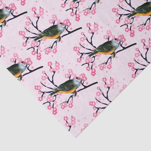 Roze Kersenbloesem en Zangvogel Decoupage Tissuepapier (Detail)