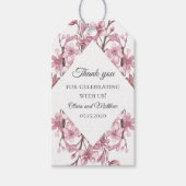 Roze kersenbloesem. Floral bruiloft dank u Cadeaulabel (Voorkant)
