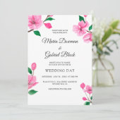 Roze kersenbloesem. Floral lente bruiloft Kaart (Staand voorkant)