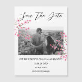 Roze Kersenbloesem Foto Bruiloft Script Magneet (Voorkant)