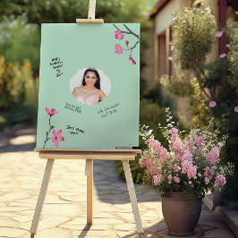 Roze Kersenbloesem Foto Handtekeningen Poster