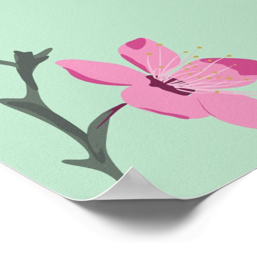 Roze Kersenbloesem Foto Handtekeningen Poster (Hoek)