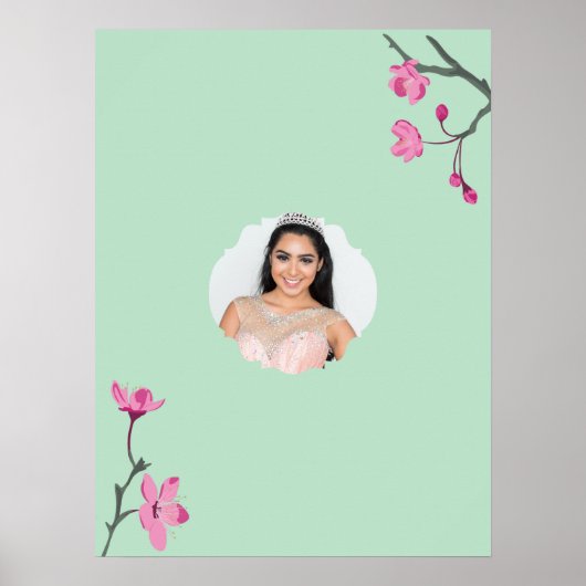 Roze Kersenbloesem Foto Handtekeningen Poster (Voorkant)