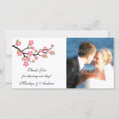 Roze Kersenbloesem Fotokaart Bedankkaart (Voorkant)