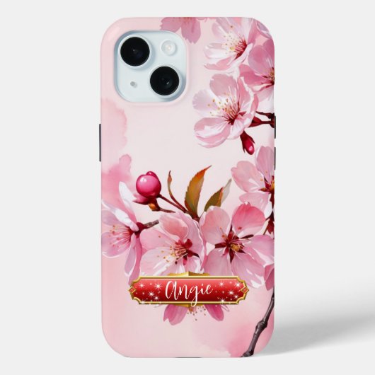 Roze Kersenbloesem Fuchsia iPhone / iPad hoes (Achterkant)