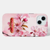 Roze Kersenbloesem Fuchsia iPhone / iPad hoes (Achterkant (horizontaal))