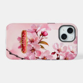 Roze Kersenbloesem Fuchsia iPhone / iPad hoes 15 Case (Achterkant horizontaal)